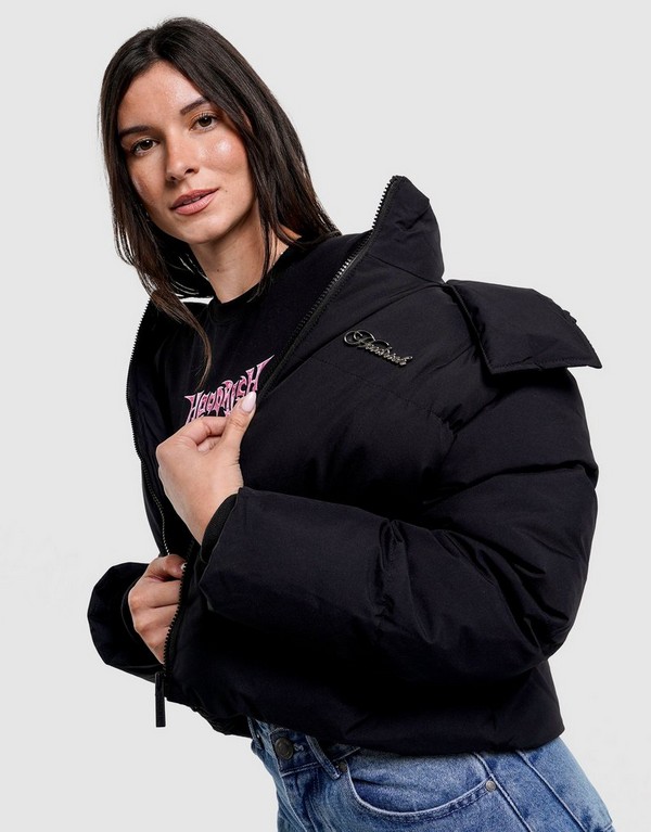 Hoodrich Kurtka Hugo Crop Puffer Jkt Blk Damskie Ubrania Kurtki zimowe HW03250278 Czarny