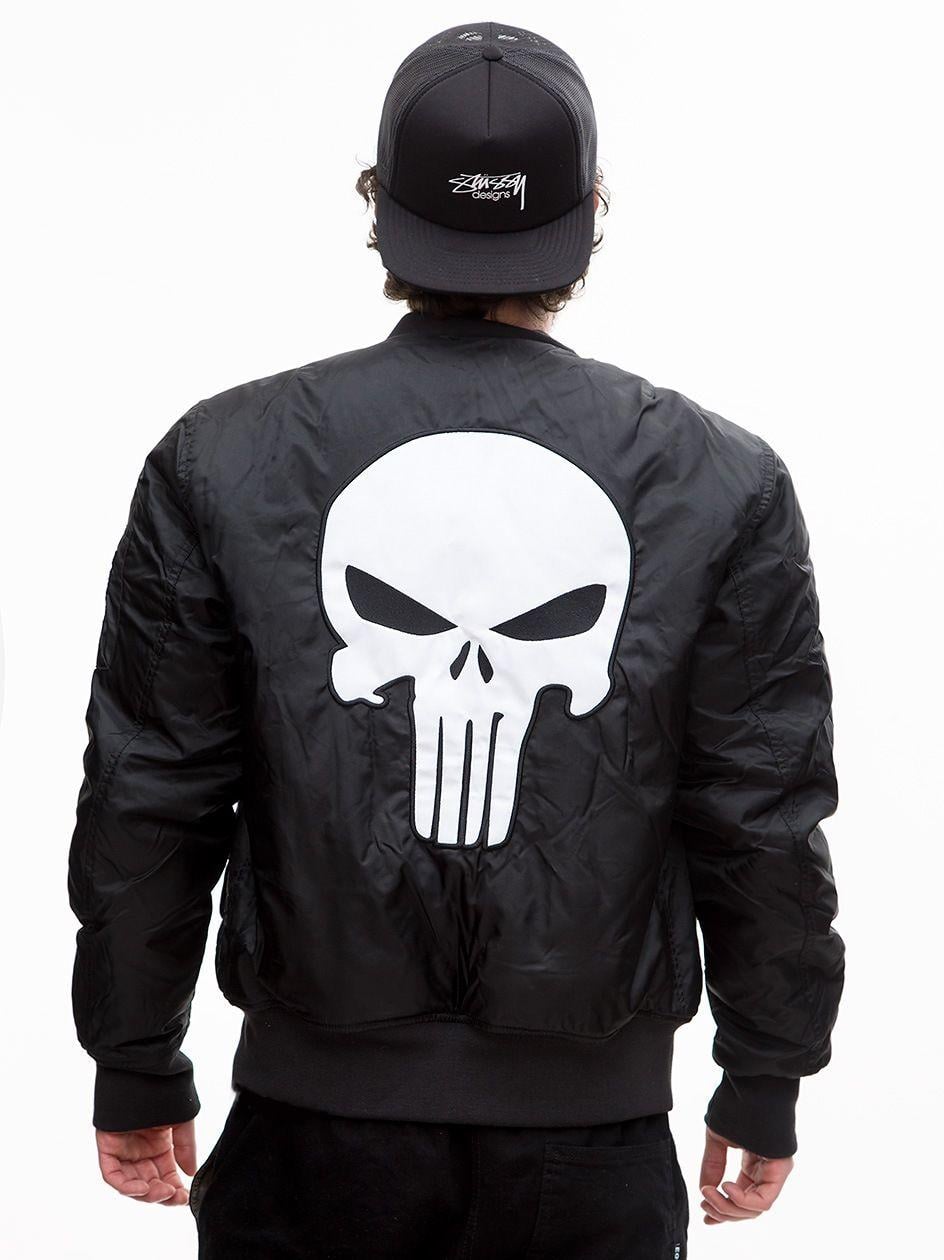 Kurtka Bomber Czarna / Biała Marvel Punisher Back Character