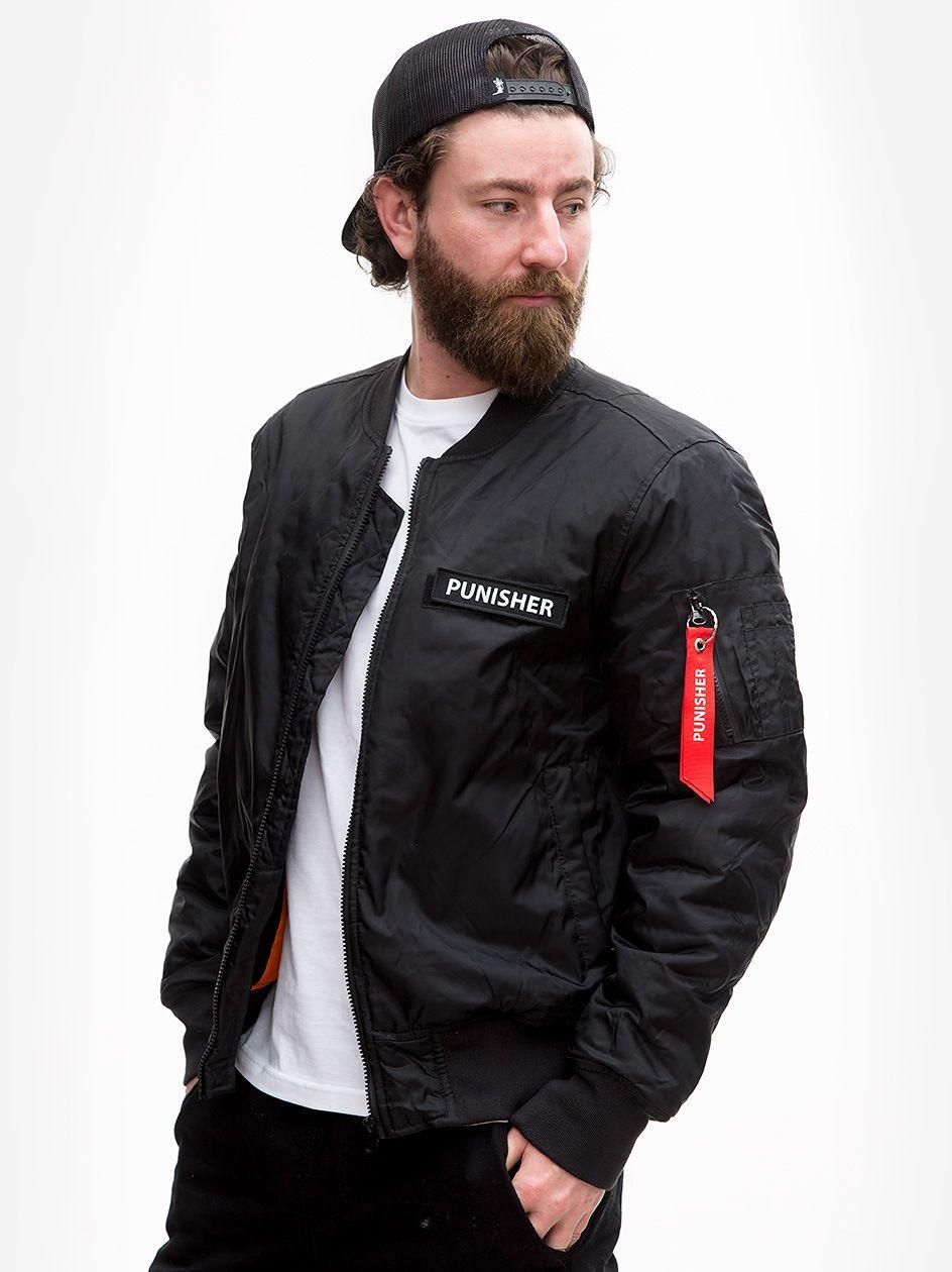 Kurtka Bomber Czarna / Biała Marvel Punisher Back Character