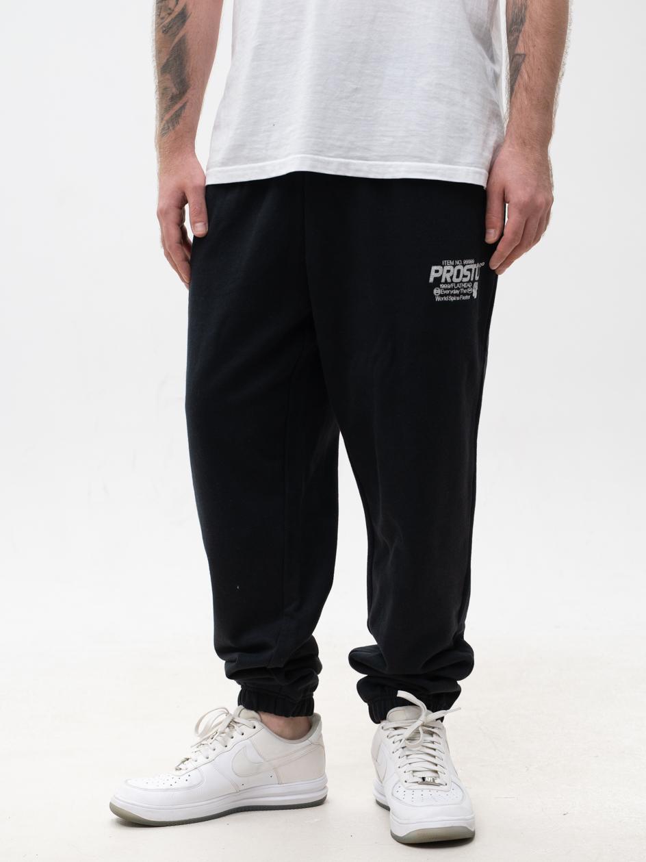 Spodnie Dresowe Męskie Oversize Czarne Prosto Flathead
