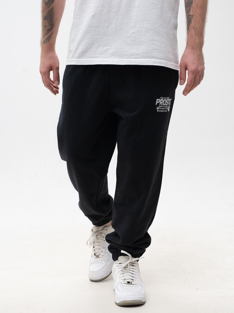 Spodnie Dresowe Męskie Oversize Czarne Prosto Flathead