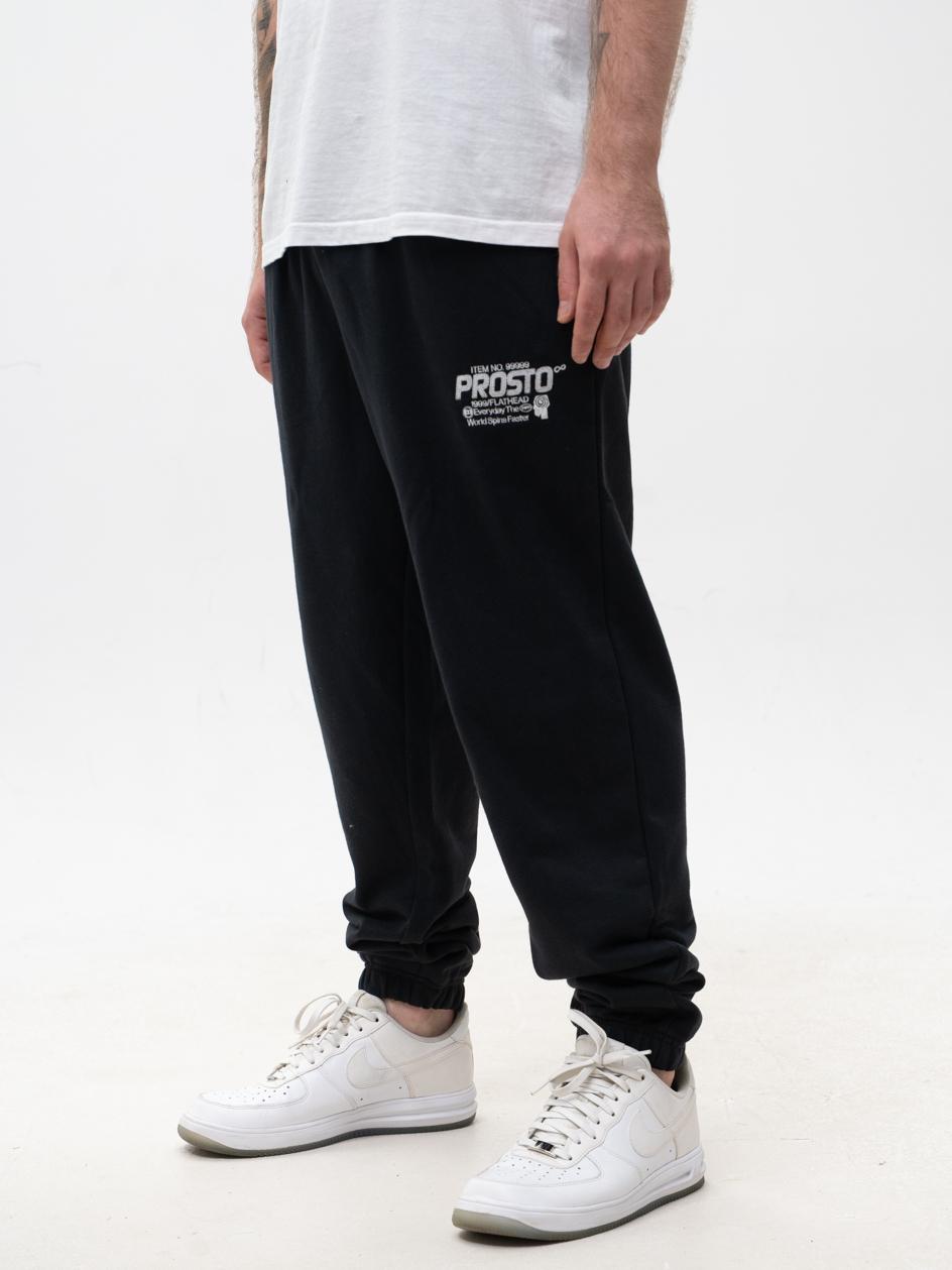 Spodnie Dresowe Męskie Oversize Czarne Prosto Flathead