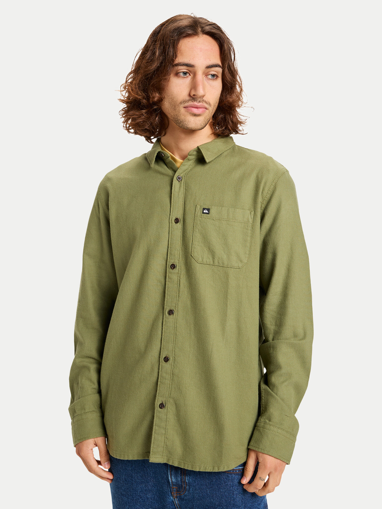Quiksilver Koszula Motherfly Solid EQYWT04651 Zielony Regular Fit