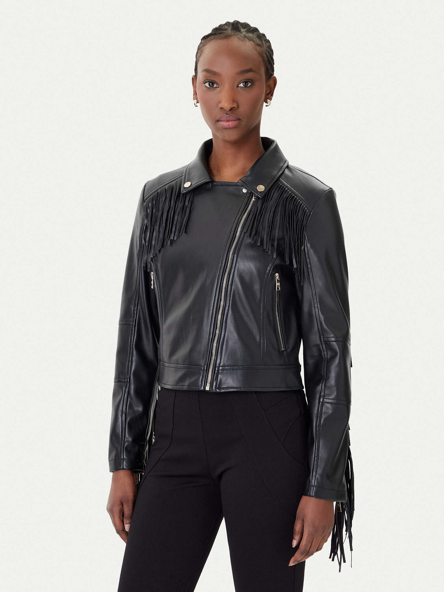 Rinascimento Kurtka z imitacji skóry CFC0124662003 Czarny Regular Fit