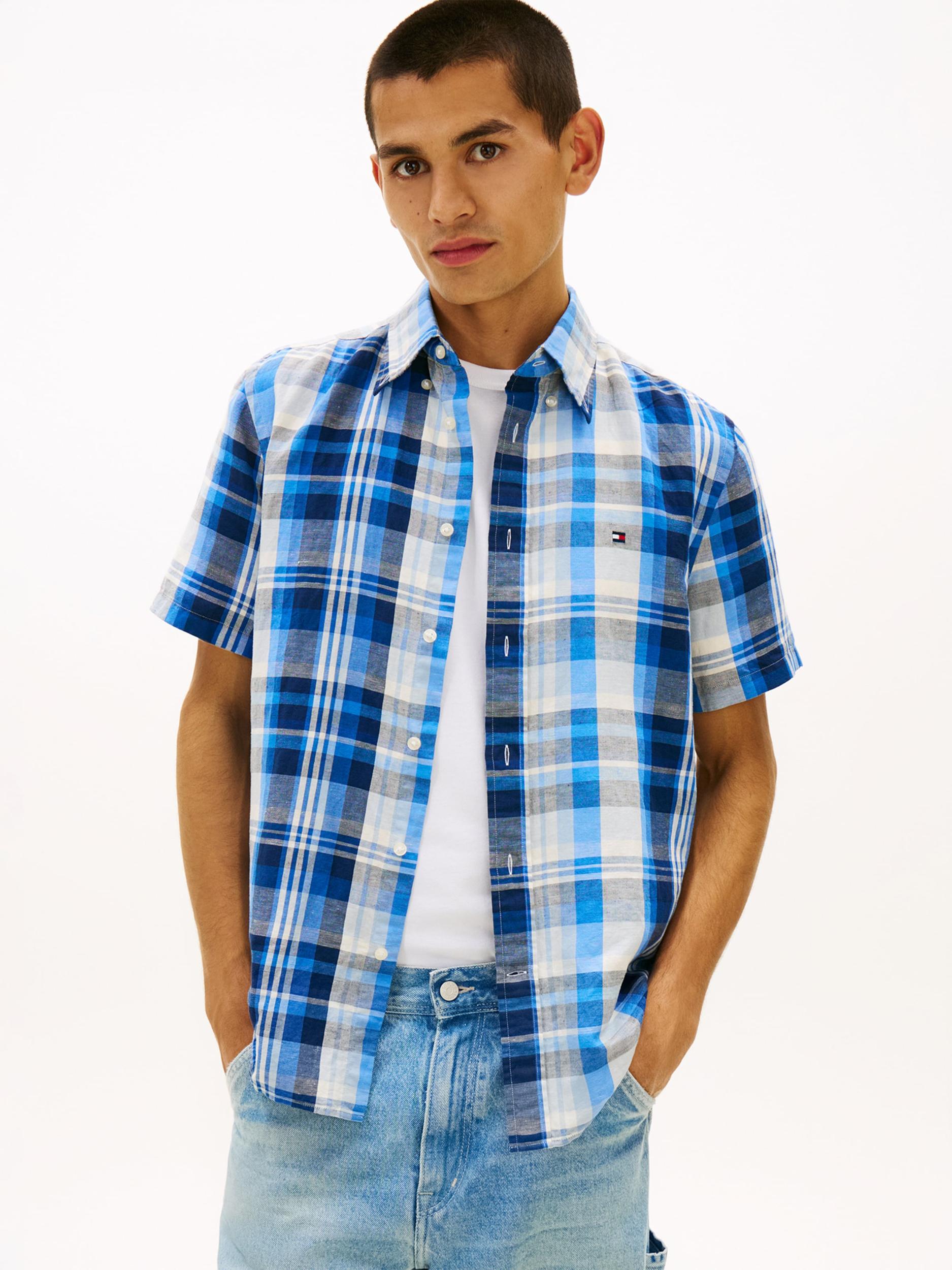 TOMMY HILFIGER Koszula niebieski / podpalany niebieski / ciemny niebieski / offwhite