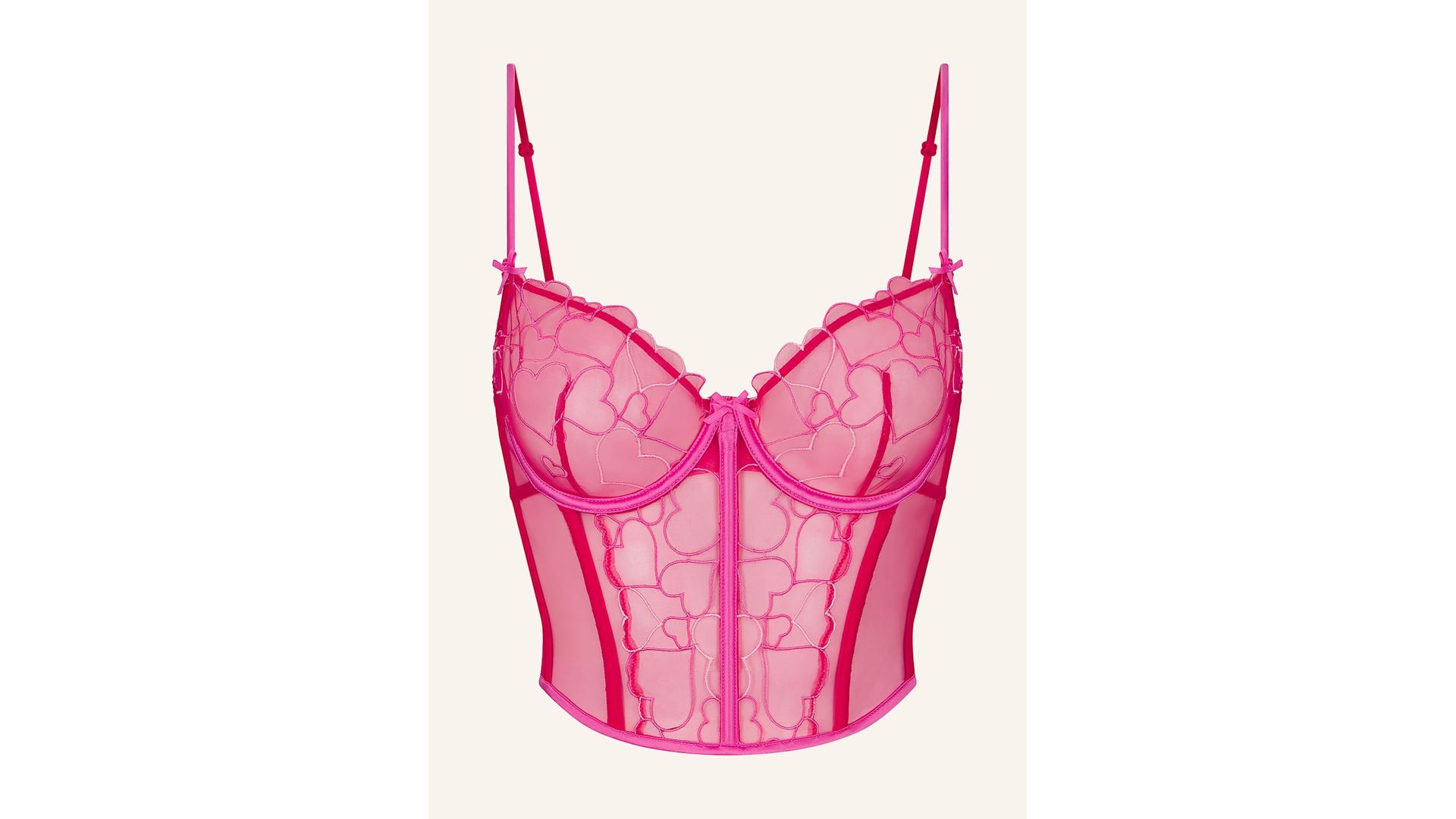 Skims Gorset Embroidered Tulle rot