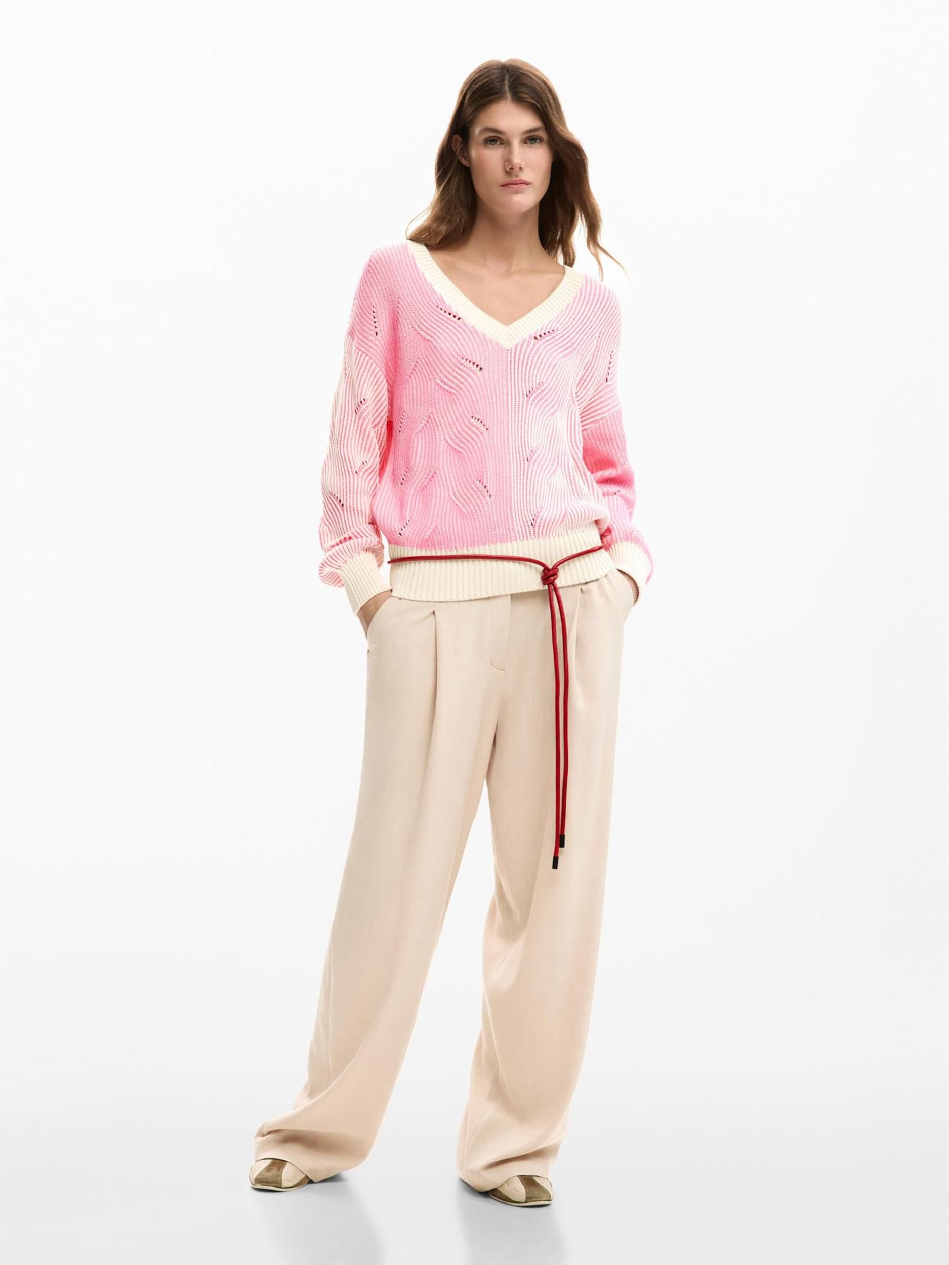 Desigual Sweter jasnoróżowy / biały