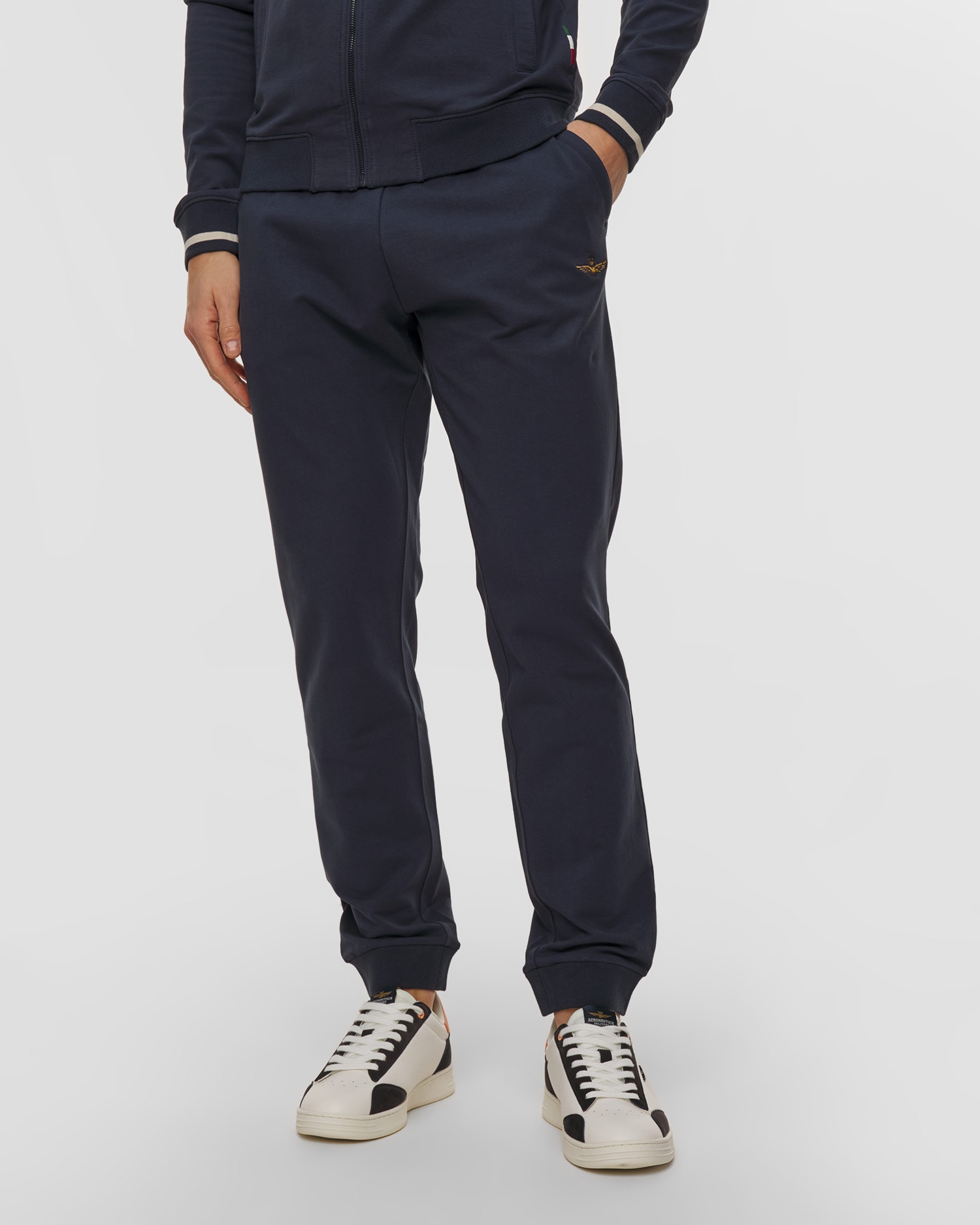 Granatowe Spodnie Dresowe Męskie Aeronautica Militare