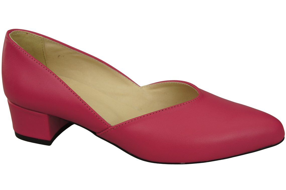 Klasyczne Czółenka Damskie Purpurowe ze Skóry Naturalnej Niski Stabilny Obcas 228 L ElitaBut