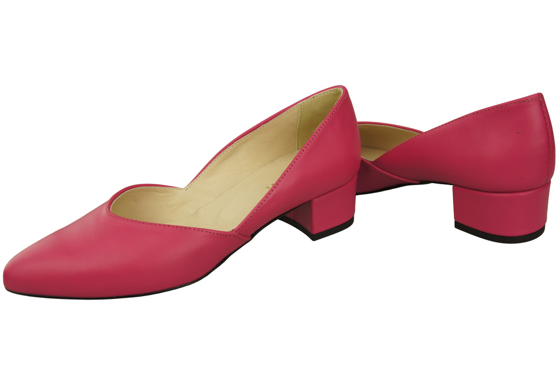 Klasyczne Czółenka Damskie Purpurowe ze Skóry Naturalnej Niski Stabilny Obcas 228 L ElitaBut