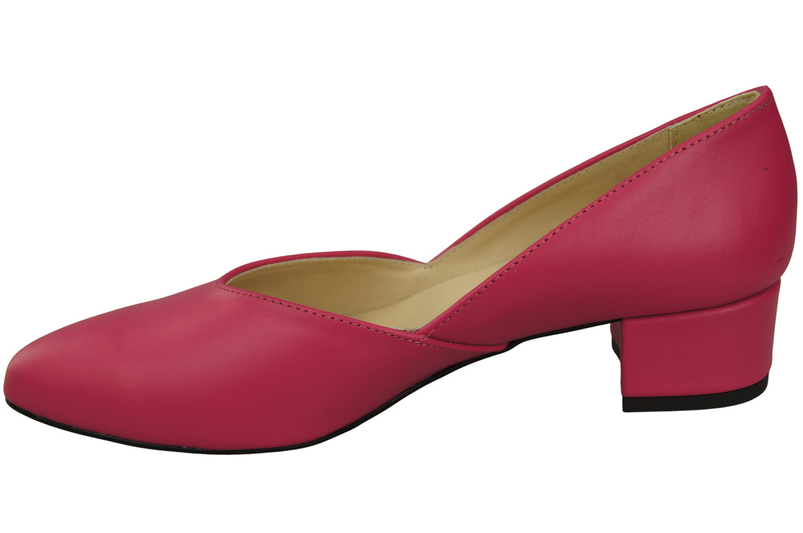 Klasyczne Czółenka Damskie Purpurowe ze Skóry Naturalnej Niski Stabilny Obcas 228 L ElitaBut