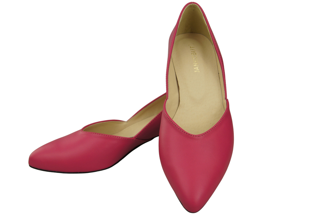 Klasyczne Czółenka Damskie Purpurowe ze Skóry Naturalnej Niski Stabilny Obcas 228 L ElitaBut