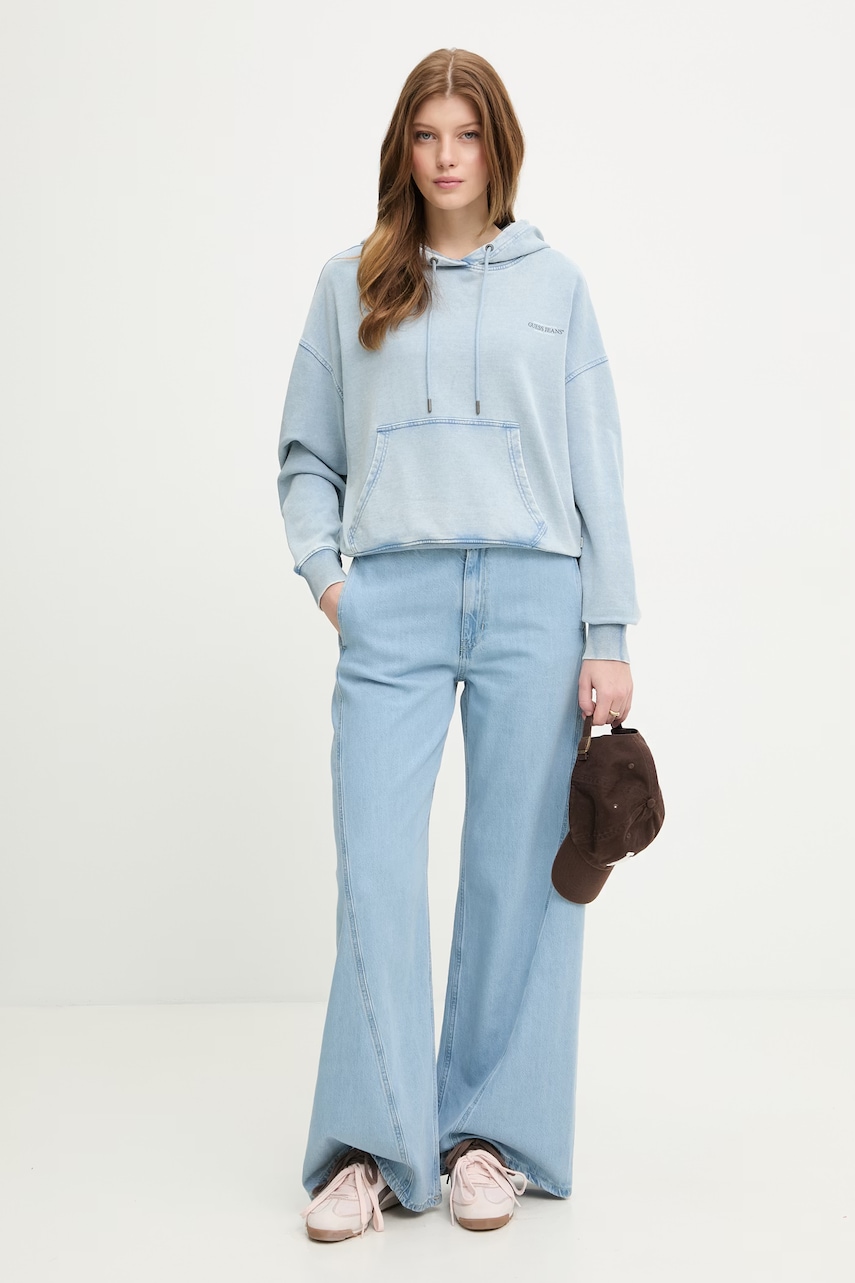 Guess Jeans bluza z kapturem damska bawełniana