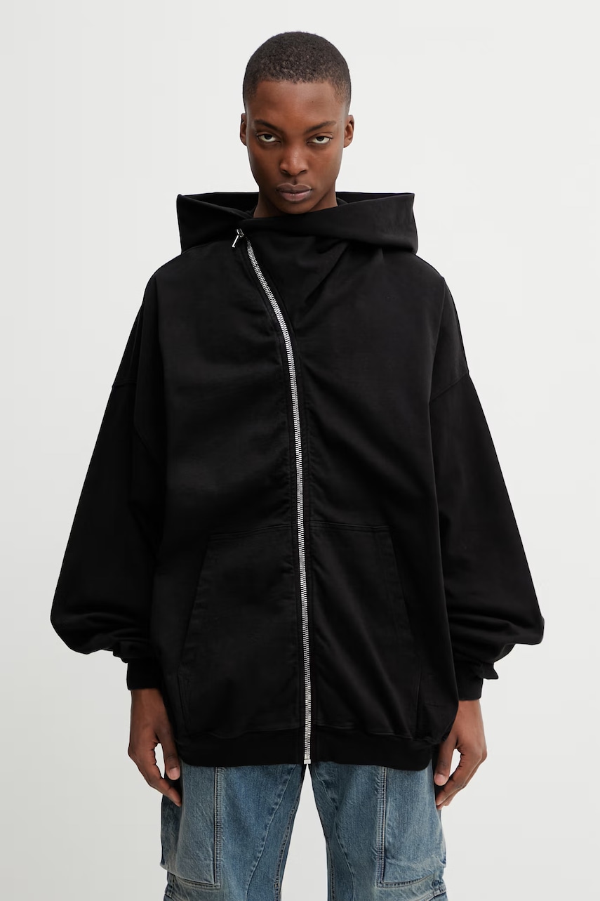 Rick Owens DRKSHDW Mountain Hun bluza rozpinana z kapturem bawełniana męska