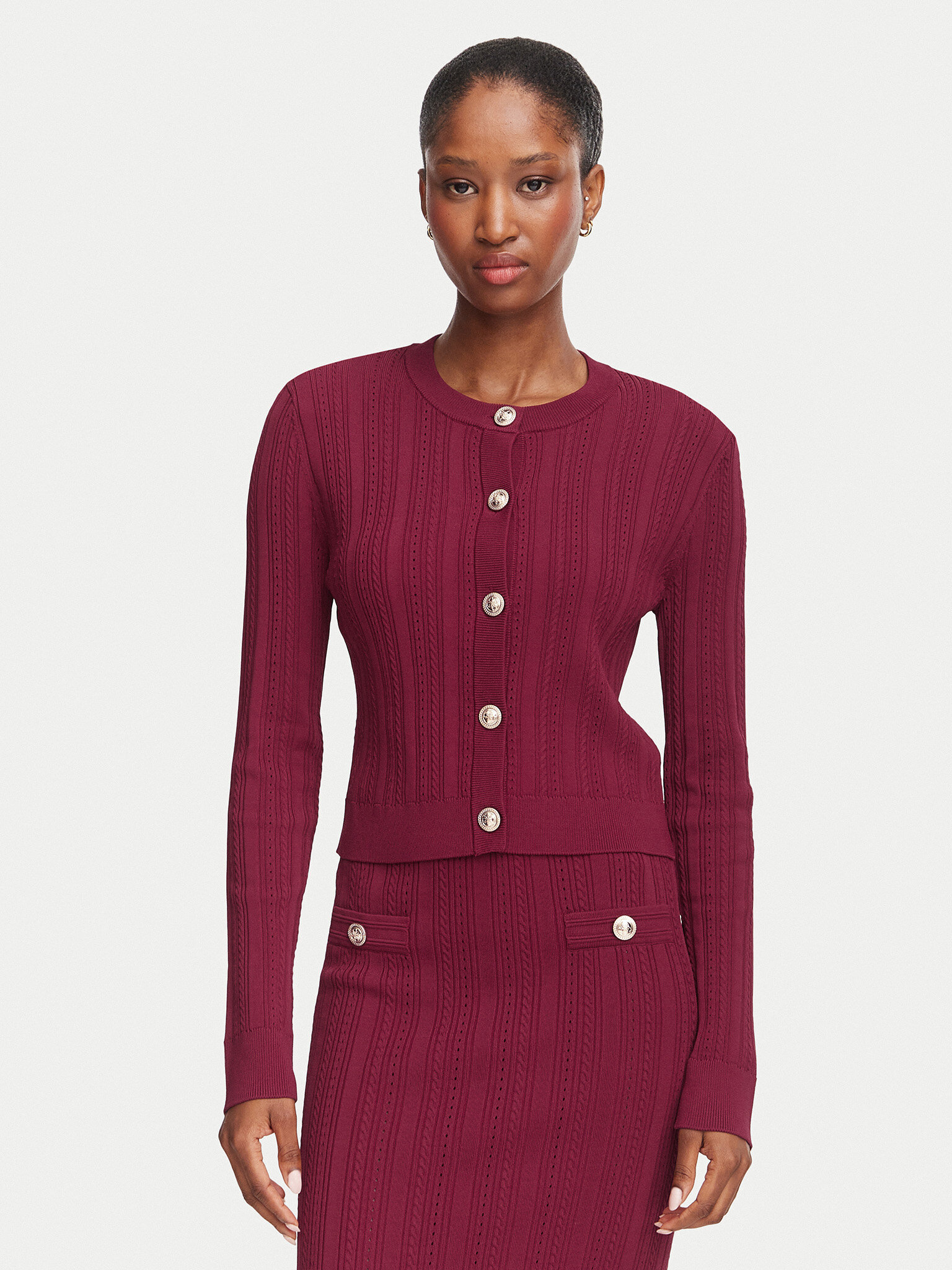 Guess Kardigan W6YR26 Z0973 Bordowy Regular Fit
