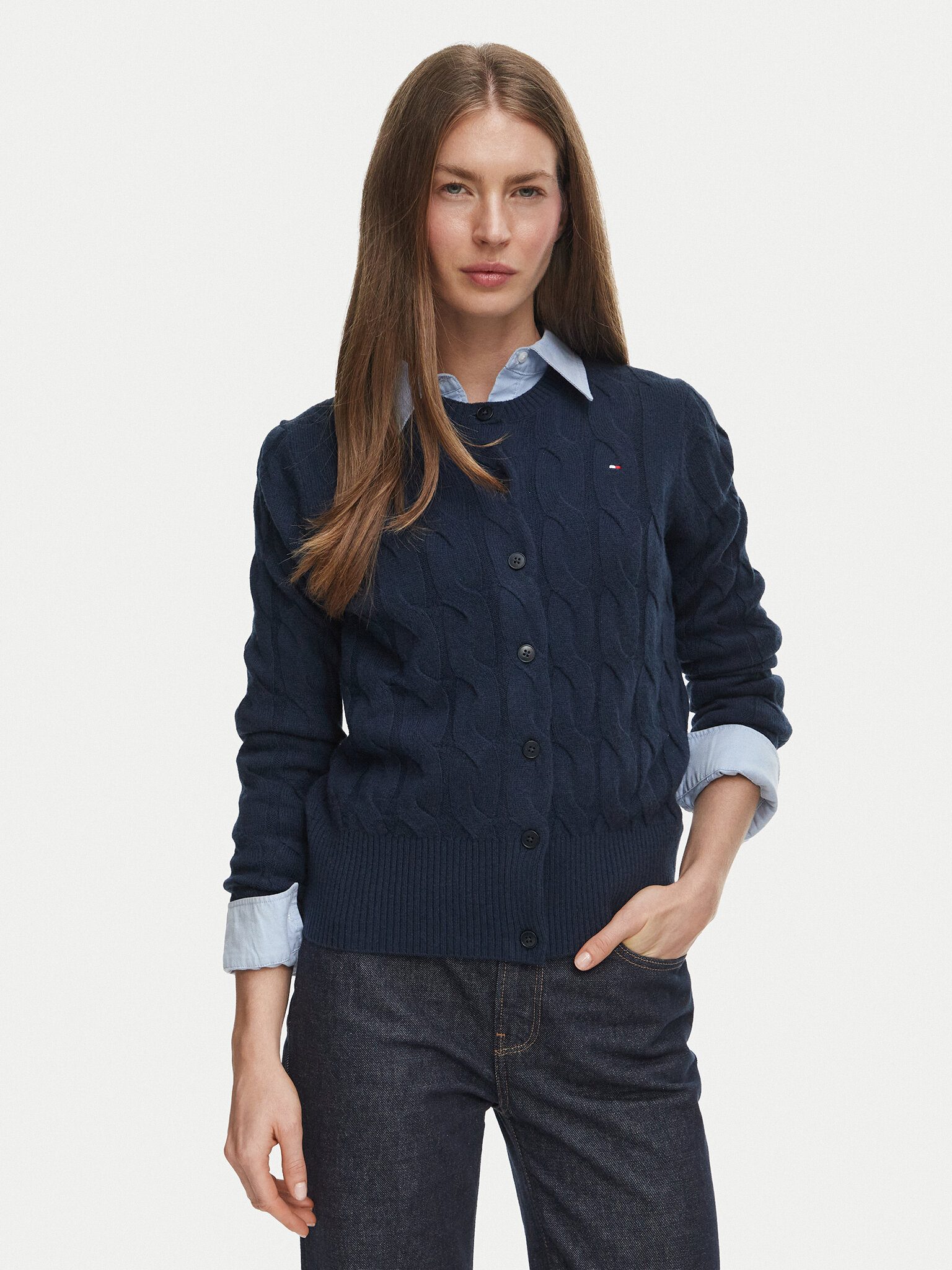 Tommy Hilfiger Kardigan Soft WW0WW52191 Granatowy Regular Fit