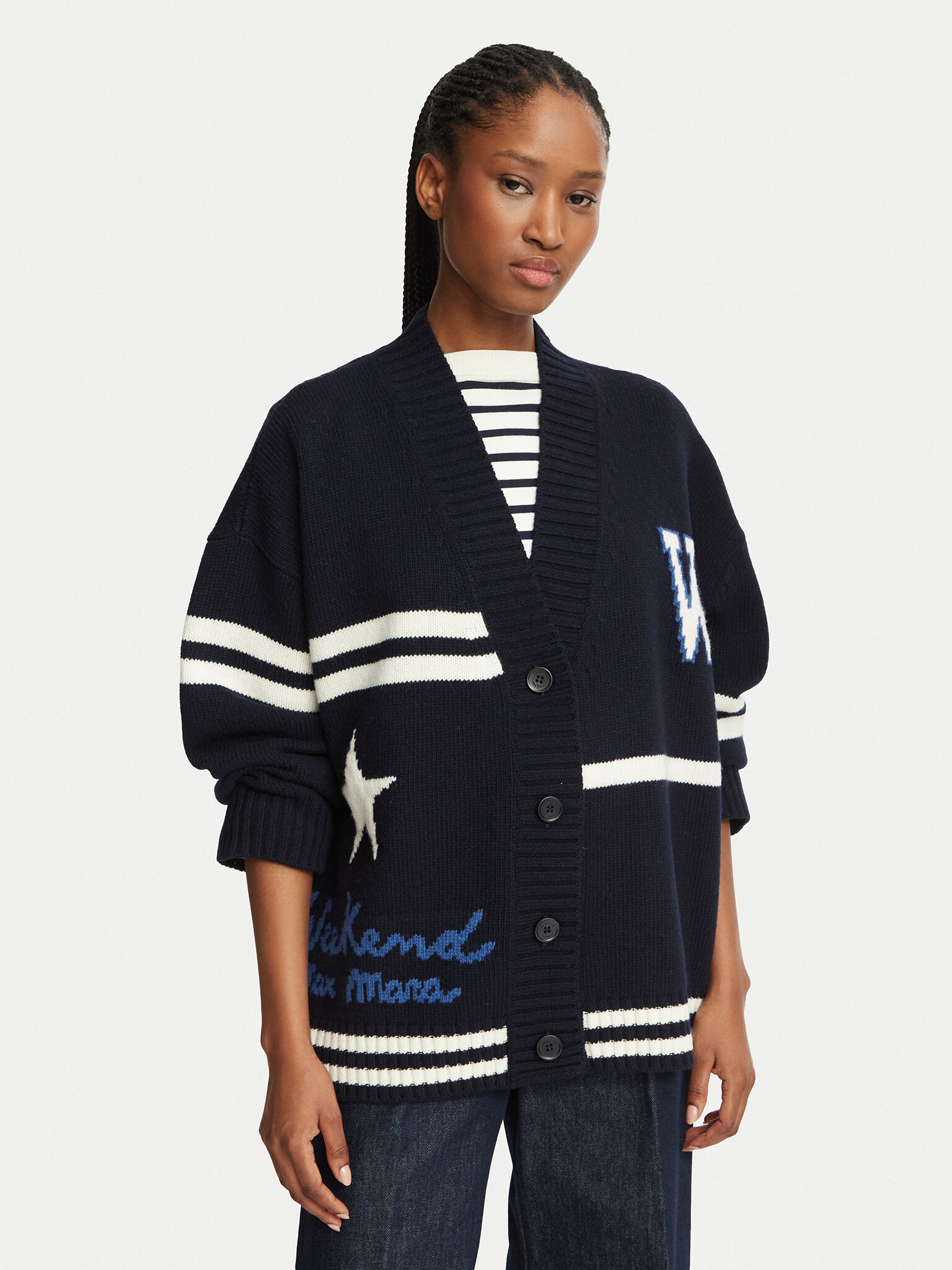 Weekend Max Mara Kardigan Belgio 2625346072 Granatowy Relaxed Fit