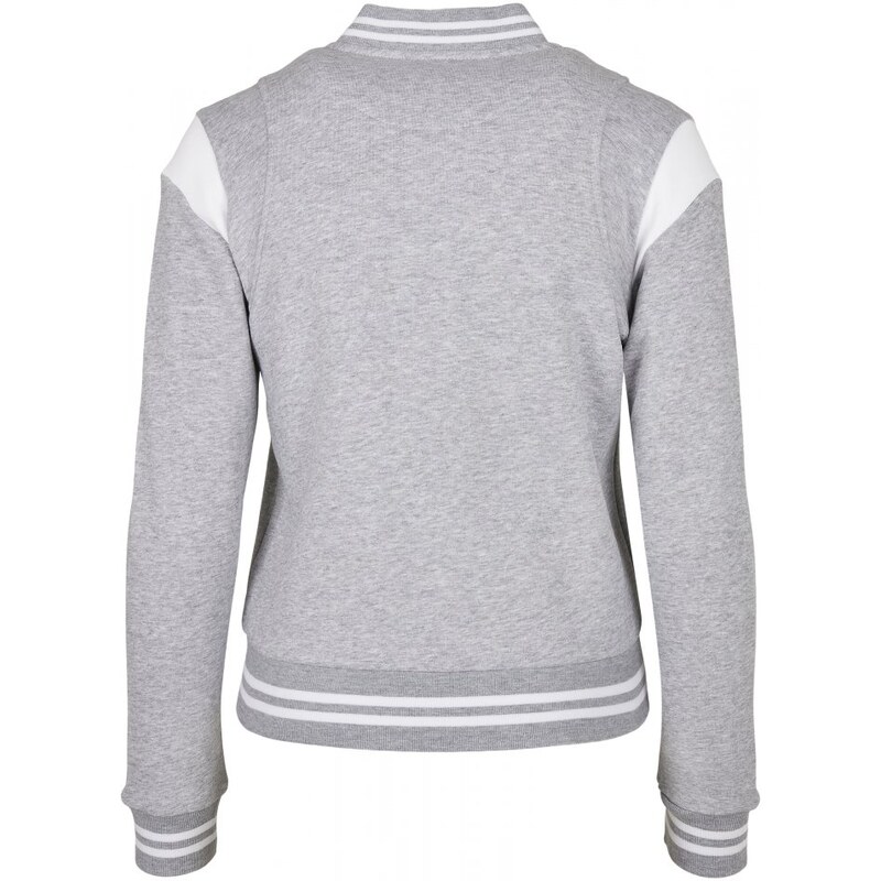 URBAN CLASSICS Ladies Organic Inset College Sweat Jacket - grey/white