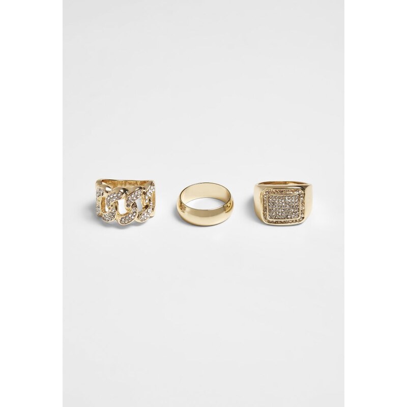 URBAN CLASSICS Diamond Ring 3-Pack gold