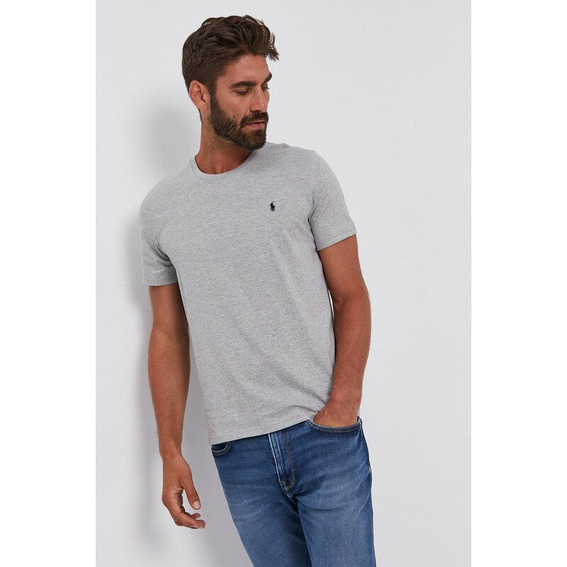 Polo Ralph Lauren T-shirt bawełniany 714844756003 kolor szary gładki