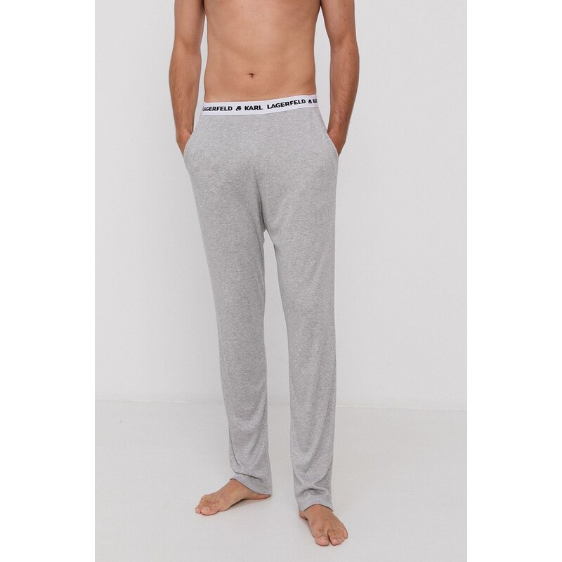 Karl Lagerfeld Spodnie piżamowe 215M2182 męskie kolor szary gładka