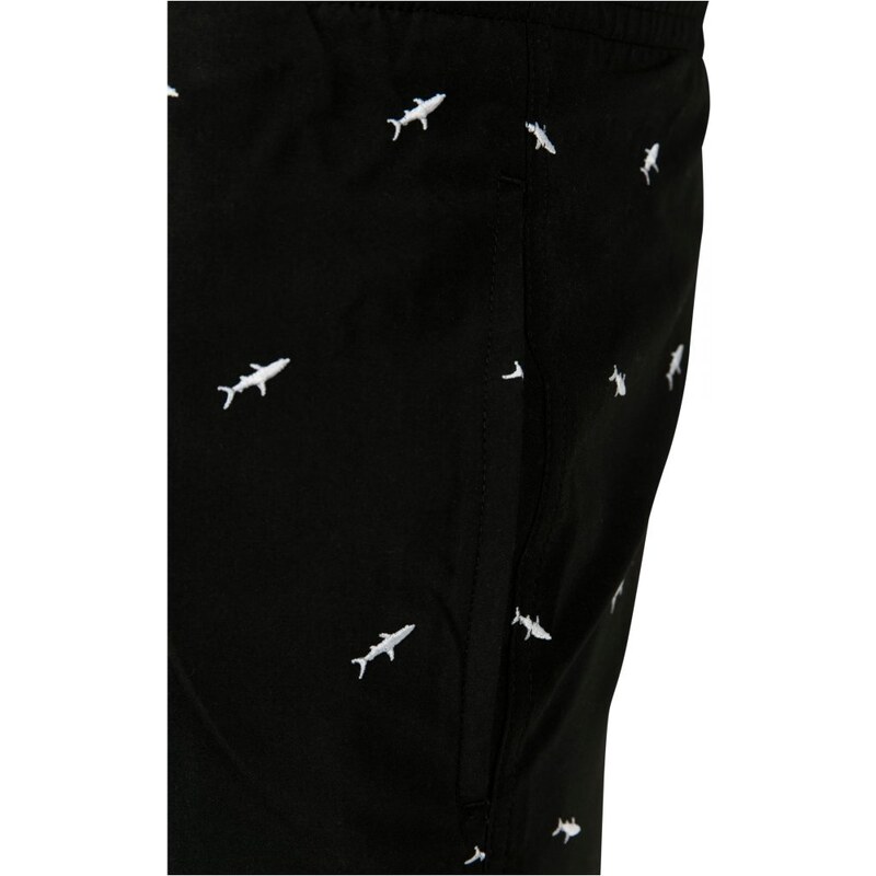 URBAN CLASSICS Embroidery Swim Shorts - shark/black/white