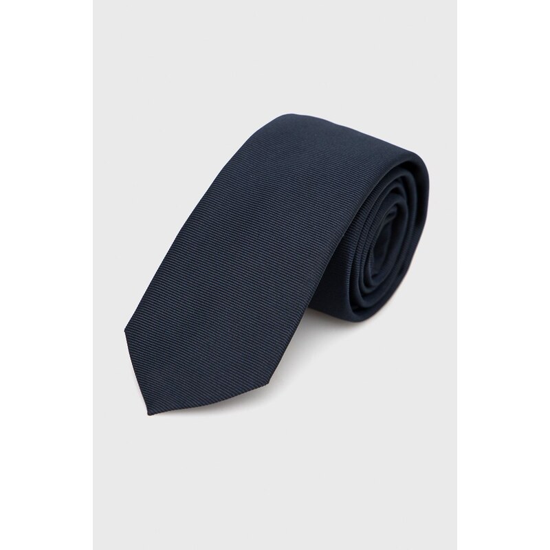 HUGO krawat jedwabny kolor granatowy 50468199
