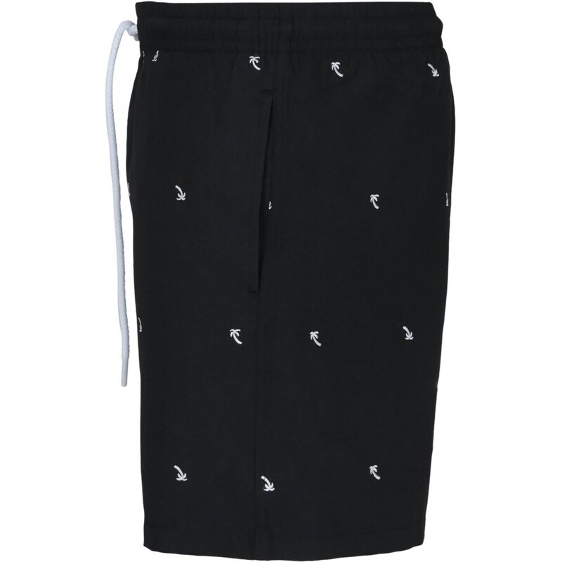 URBAN CLASSICS Embroidery Swim Shorts - black/palmtree