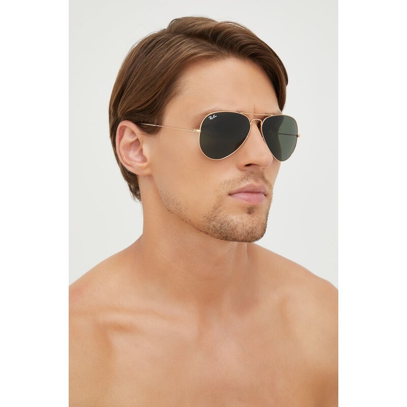 Ray-Ban okulary przeciwsłoneczne AVIATOR LARGE METAL męskie kolor złoty 0RB3025