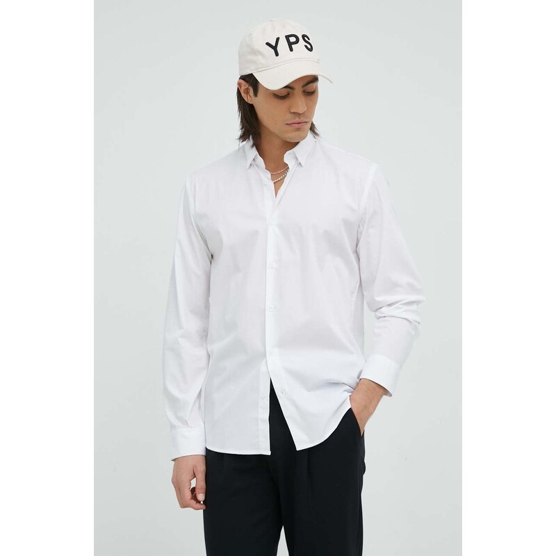 Bruuns Bazaar koszula męska kolor biały regular z kołnierzykiem button-down