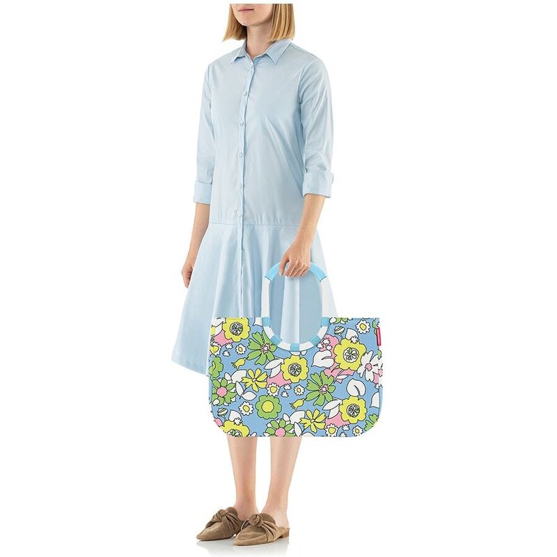 Reisenthel Shopper bag w kolorze turkusowym ze wzorem - 46 x 34,5 x 25 cm