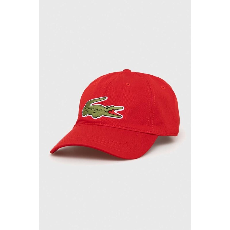 Lacoste czapka z daszkiem bawełniana kolor czerwony z aplikacją RK9871-HBP