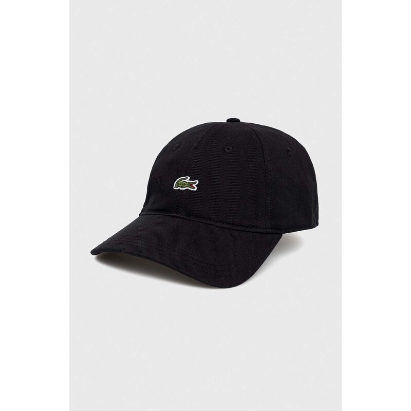 Lacoste czapka z daszkiem bawełniana kolor czarny z aplikacją RK0491-031