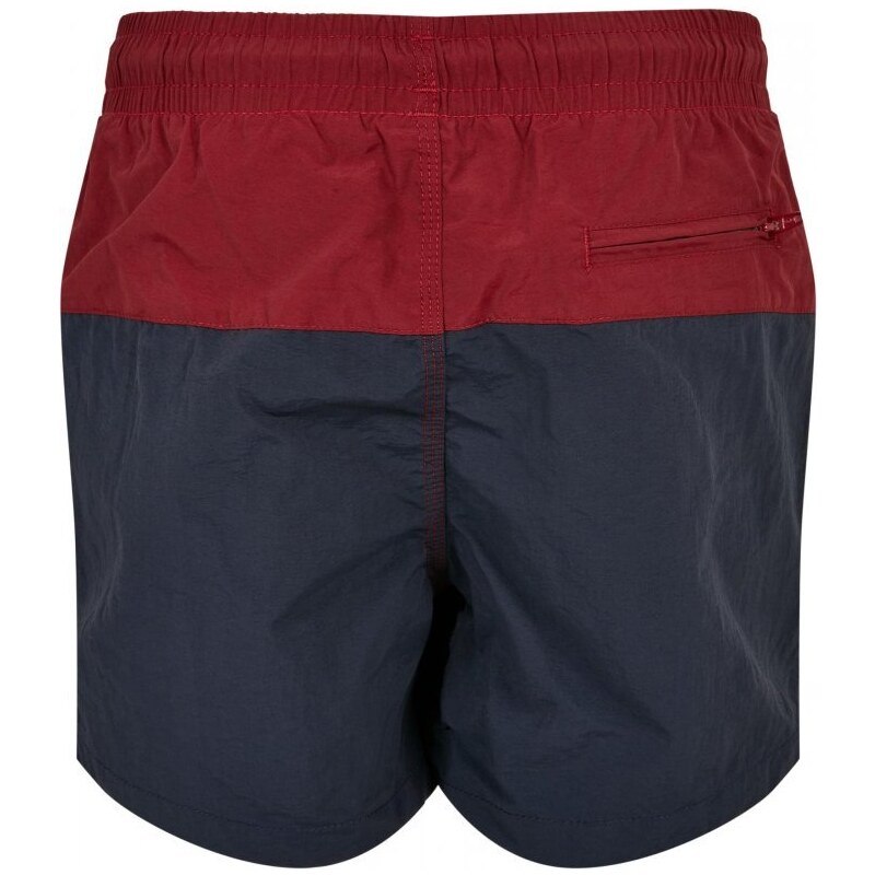 URBAN CLASSICS Boys Block Swim Shorts - navy/burgundy
