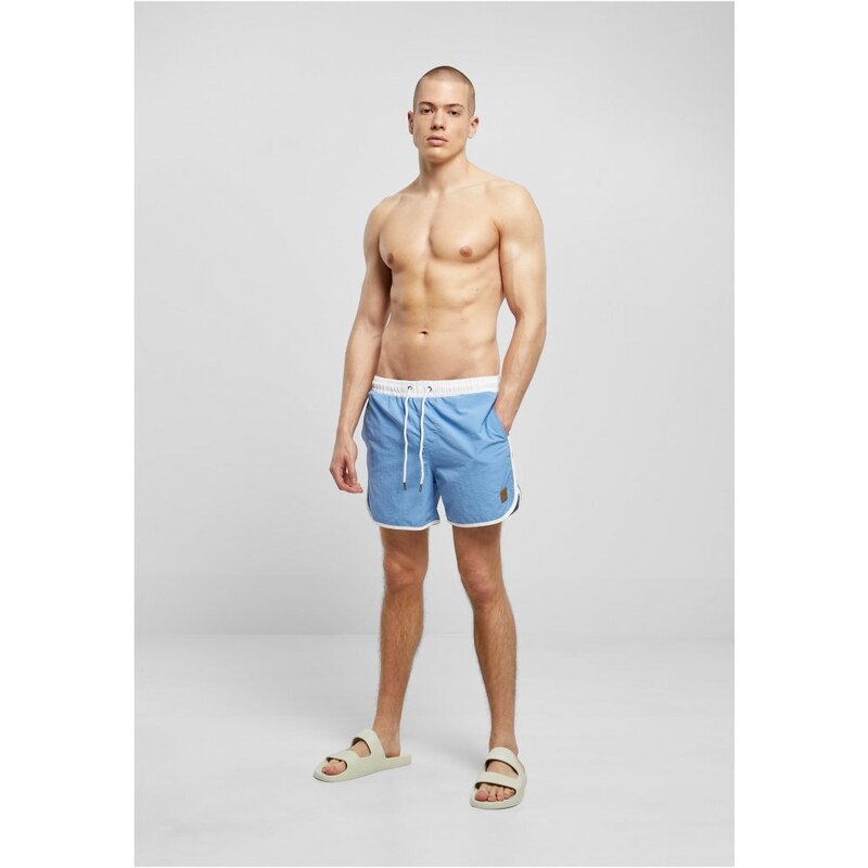 Męskie szorty kąpielowe Urban Classics Retro Swimshorts - white/horizonblue