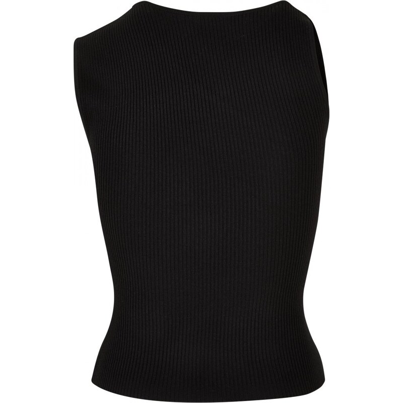 URBAN CLASSICS Ladies Rib Knit Asymmetric Top - black