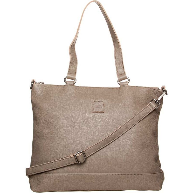 FREDs BRUDER Skórzany shopper bag "City Bag" w kolorze beżowym - 40 x 29 x 10 cm