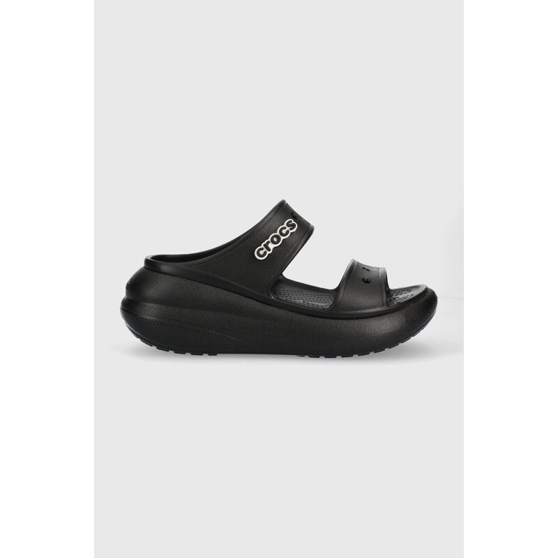 Crocs klapki Classic Crush Sandal damskie kolor czarny na platformie 207670