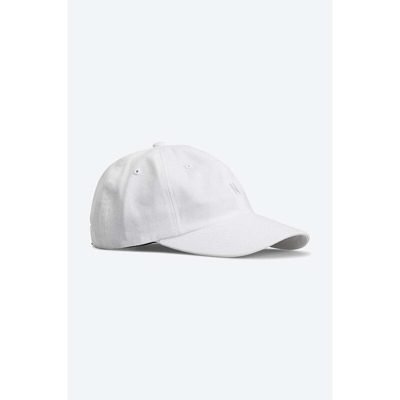 Norse Projects czapka z daszkiem bawełniana kolor biały gładka N80.0001.0001-0001