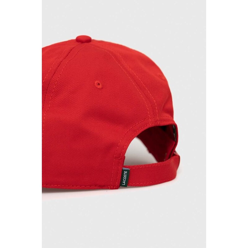 Lacoste czapka z daszkiem bawełniana kolor czerwony z aplikacją RK9871-HBP