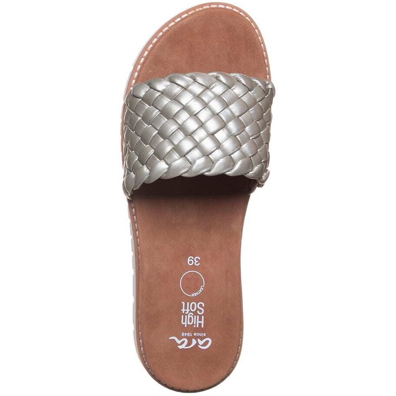 Ara Shoes Skórzane klapki w kolorze srebrnym
