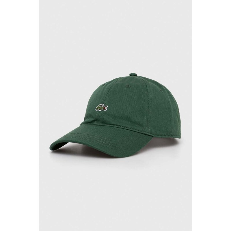 Lacoste czapka z daszkiem bawełniana kolor zielony z aplikacją