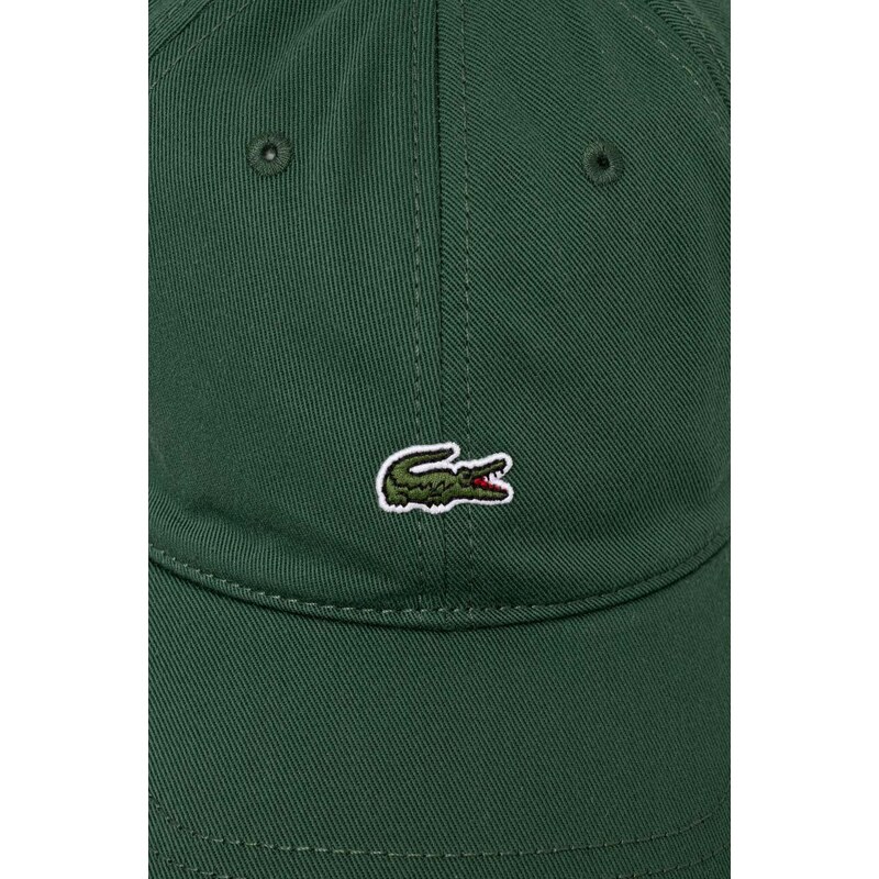 Lacoste czapka z daszkiem bawełniana kolor zielony z aplikacją