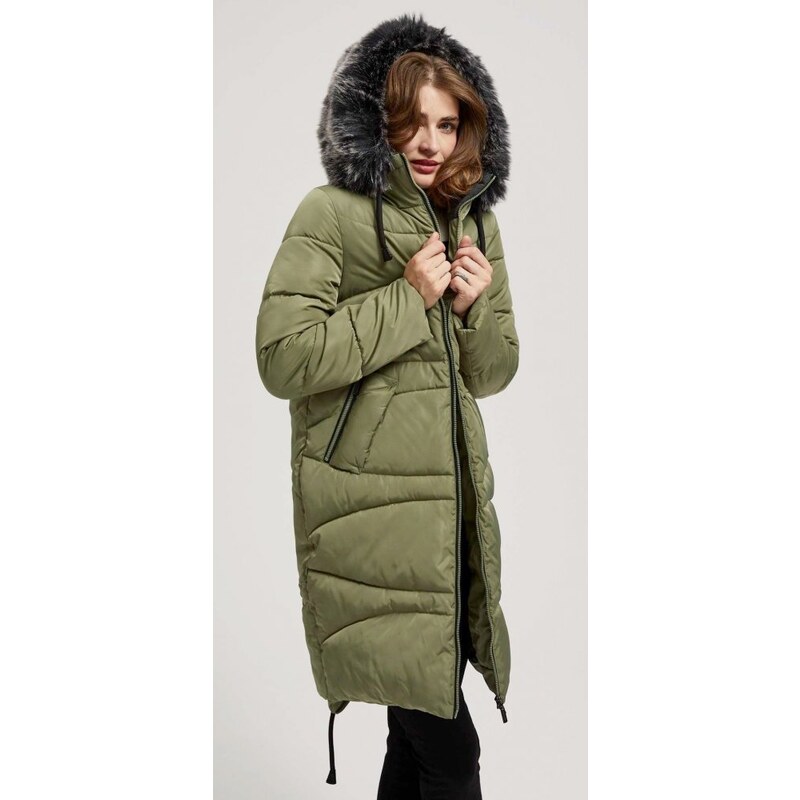 Damski płaszcz zimowy Moodo Z-KU-4214 - oliwkowy