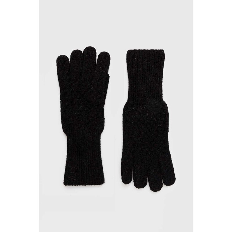 Armani Exchange rękawiczki z domieszką wełny kolor czarny