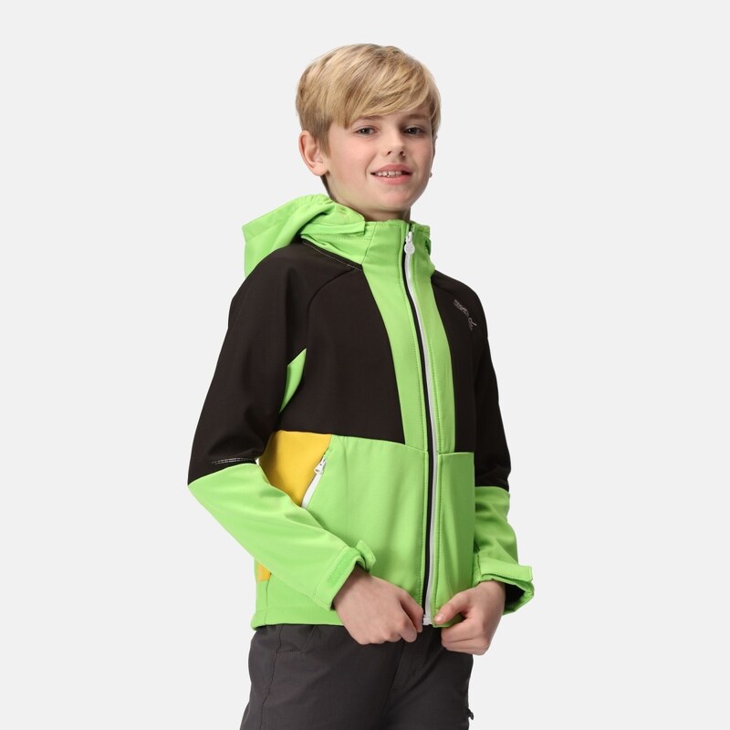 Dziecięca kurtka softshellowa Regatta HAYDENBURY zielono-czarna