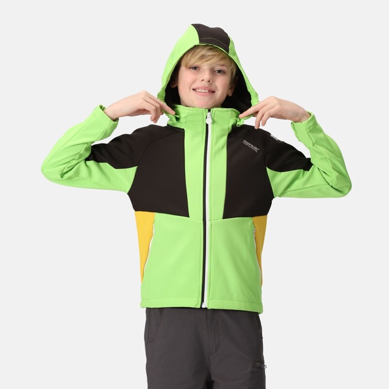 Dziecięca kurtka softshellowa Regatta HAYDENBURY zielono-czarna