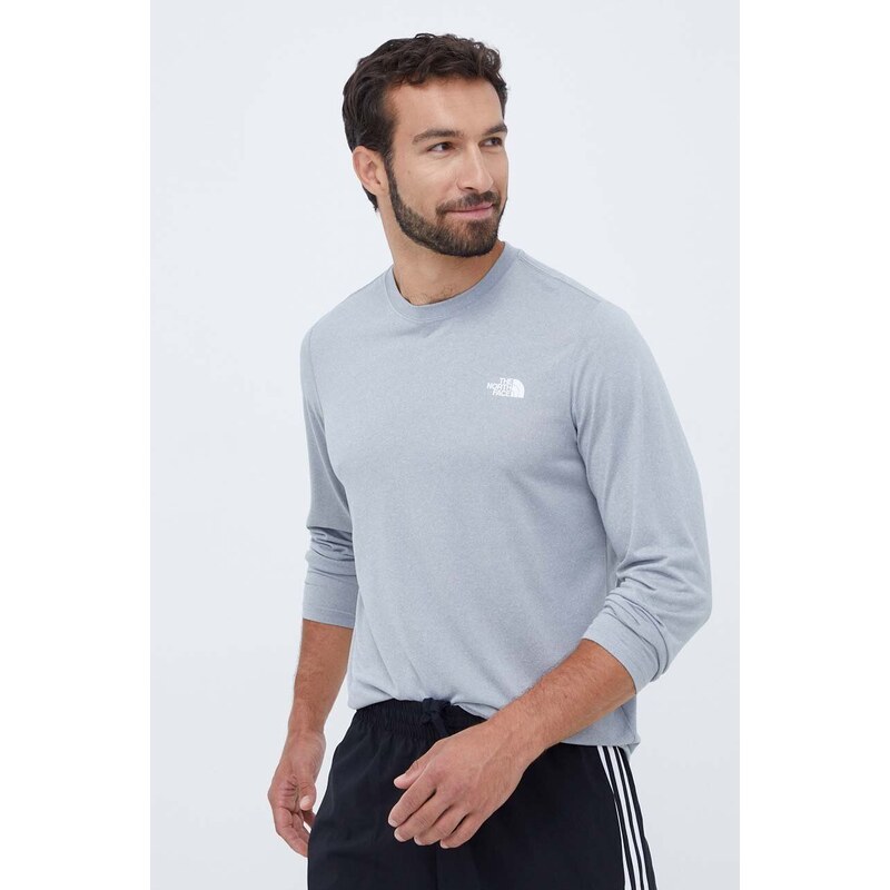 The North Face longsleeve sportowy Reaxion kolor szary melanżowy NF0A2UADX8A1