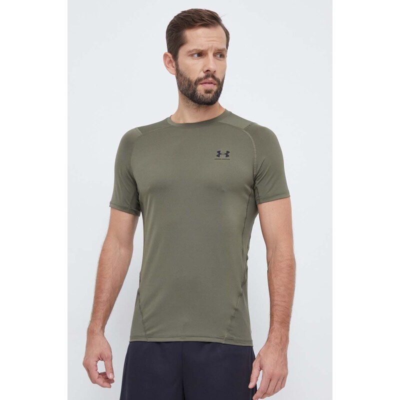 Under Armour t-shirt treningowy kolor zielony gładki 1361683