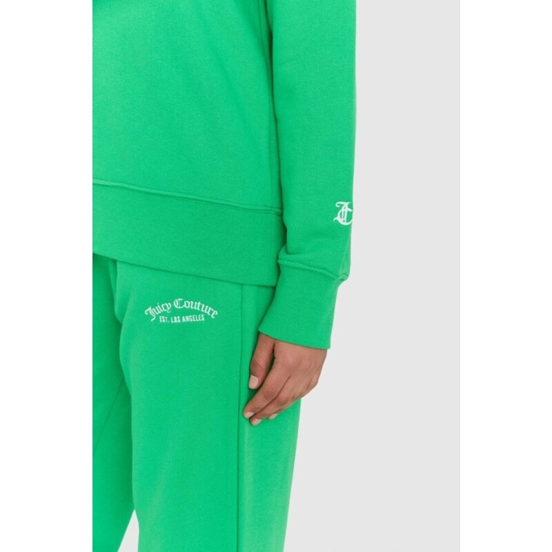 JUICY COUTURE Zielona bluza damska saoirse recycled z haftowanym logo, Wybierz rozmiar XS